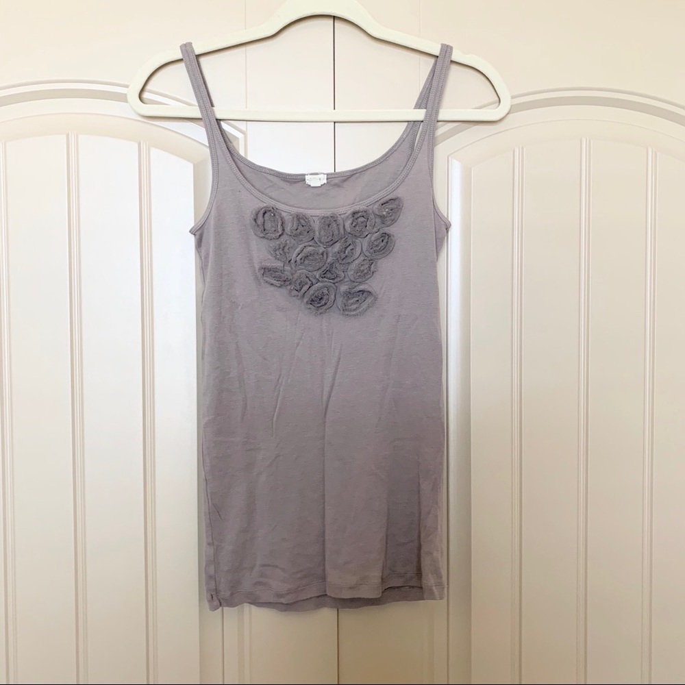 🌸 3 for $30 🌸 J.Crew Taupe Tank Top with Chiffon Rosettes